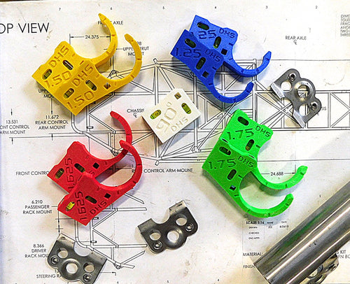 Fabricator's Kit for Dzus Tabs — 9-piece Chassis Speed Jig bundle for .085" Dzus tab placement on roll cage tubing